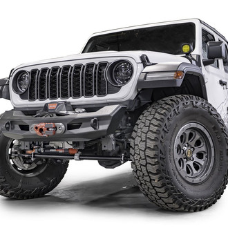 Fab Fours® - Ghost Stubby Black Powder Coated Front Winch HD Bumper