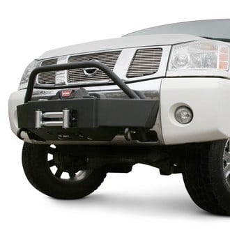 Fab Fours® - Small Frame Black Powder Coat Winch Mount with Hoop