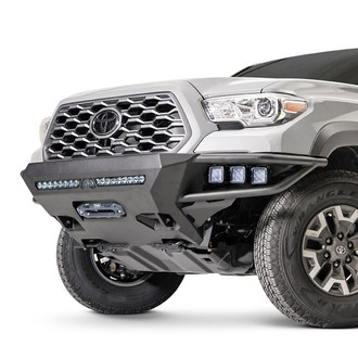 Fab Fours® - Ultra Light Hybrid Full Width Black Powder Coated Front Winch Pre-Runner Bumper