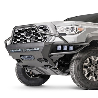 Fab Fours® - Ultra Light Hybrid Full Width Black Powder Coated Front Winch Pre-Runner Bumper with Pre-Runner Guard