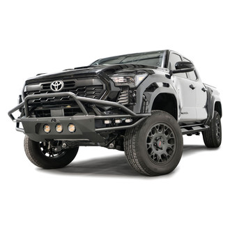 Fab Fours® - Ultra Light Hybrid Full Width Black Powder Coated Front Winch Pre-Runner Bumper with Pre-Runner Guard