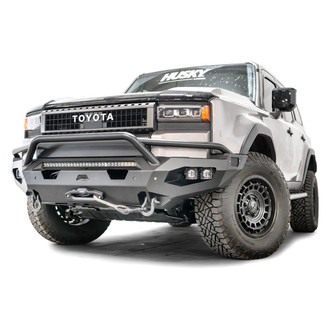 Fab Fours® - Matrix Full Width Black Powder Coated Front Winch HD Bumper with Pre-Runner Guard