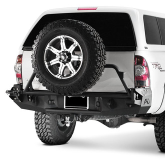 Fab Fours® - Premium Full Width Black Powder Coated Rear HD Bumper