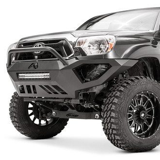 Fab Fours® - Vengeance Full Width Black Powder Coated Front HD Bumper with Pre-Runner Guard