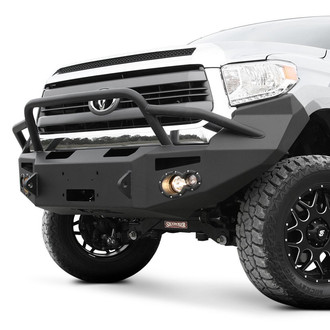 Fab Fours® - Premium Full Width Black Powder Coated Front Winch HD Bumper with Pre-Runner Guard