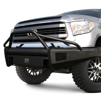 Fab Fours® - Black Steel Elite Full Width Black Powder Coated Front HD Bumper with Pre-Runner Guard