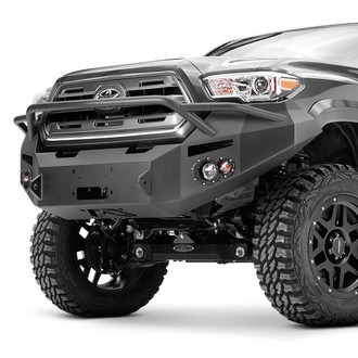 Fab Fours® - Premium Full Width Black Powder Coated Front Winch HD Bumper with Pre-Runner Guard