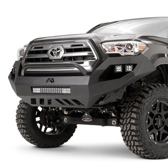 Fab Fours® - Vengeance Full Width Black Powder Coated Front HD Bumper with Hoop