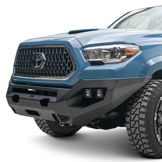Fab Fours® - Matrix Full Width Black Powder Coated Front Winch HD Bumper with Hoop