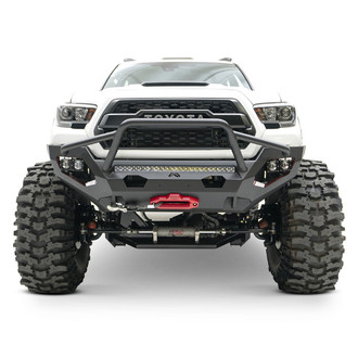 Fab Fours® - Matrix Full Width Black Powder Coated Front Winch HD Bumper with Pre-Runner Guard