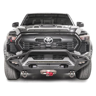 Fab Fours® - Matrix Full Width Black Powder Coated Front Winch HD Bumper with Pre-Runner Guard