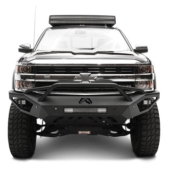 Fab Fours® - Vengeance Full Width Black Powder Coated Front HD Bumper with Pre-Runner Guard