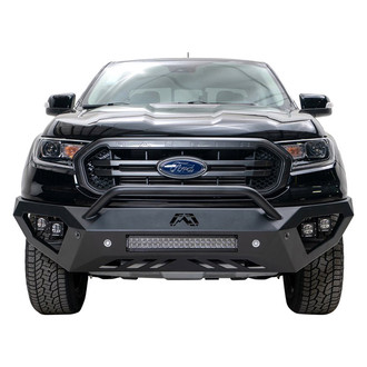 Fab Fours® - Vengeance Full Width Black Powder Coated Front HD Bumper