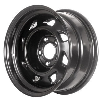 Factory Steel® - 8-Slot Black 15x7 Steel Factory Wheel