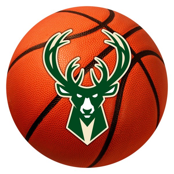 FanMats® - Milwaukee Bucks 27" Dia Nylon Face Basketball Ball Floor Mat with "Buck" Logo