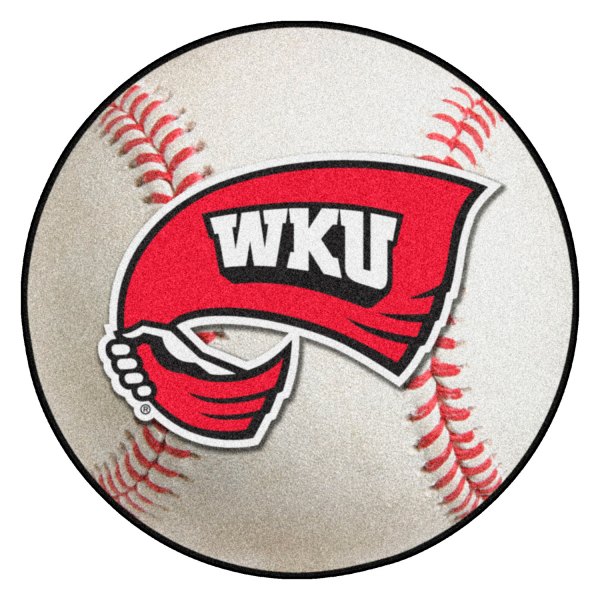 FanMats® - Western Kentucky University 27" Dia Nylon Face Baseball Ball Floor Mat with "Flag WKU" Logo