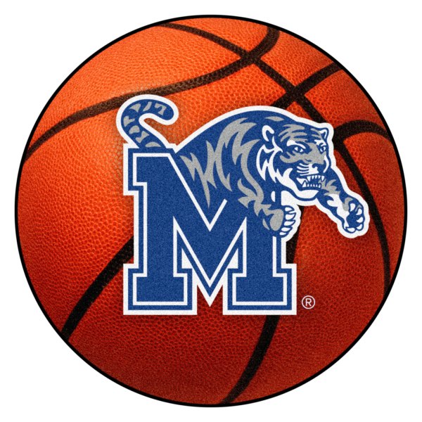 FanMats® - University of Memphis 27" Dia Nylon Face Basketball Ball Floor Mat with "M & Tiger" Logo