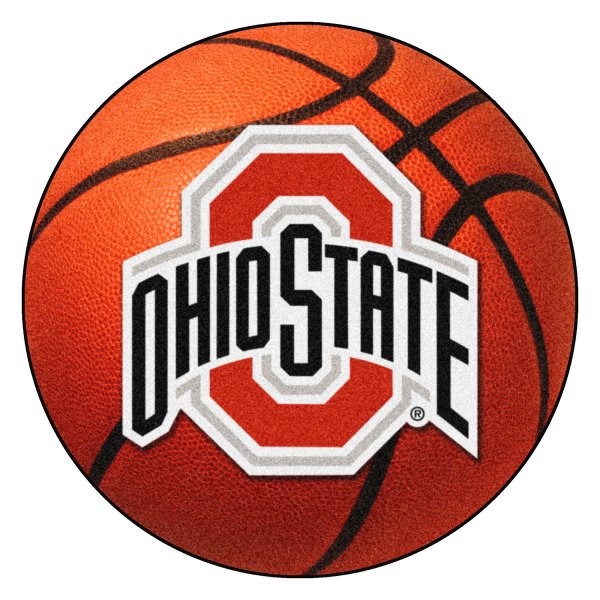 FanMats® - Ohio State University 27" Dia Nylon Face Basketball Ball Floor Mat with "O & Ohio State" Logo