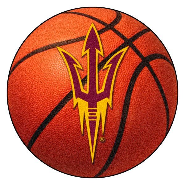 FanMats® - Arizona State University 27" Dia Nylon Face Basketball Ball Floor Mat with "Pitchfork" Logo
