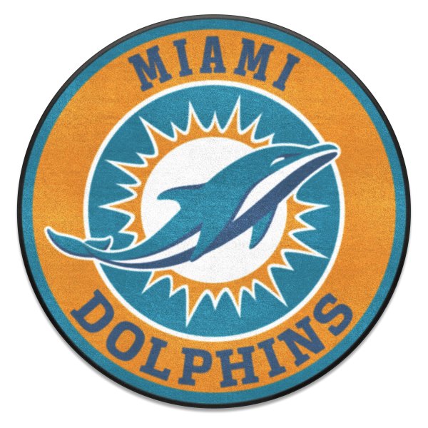 FanMats® - Miami Dolphins 27" Dia Nylon Face Floor Mat with "Dolphin" Logo