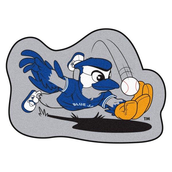 FanMats® - Toronto Blue Jays 36" x 48" Mascot Floor Mat with "Cartoon Blue Jay Playing Catch" Logo