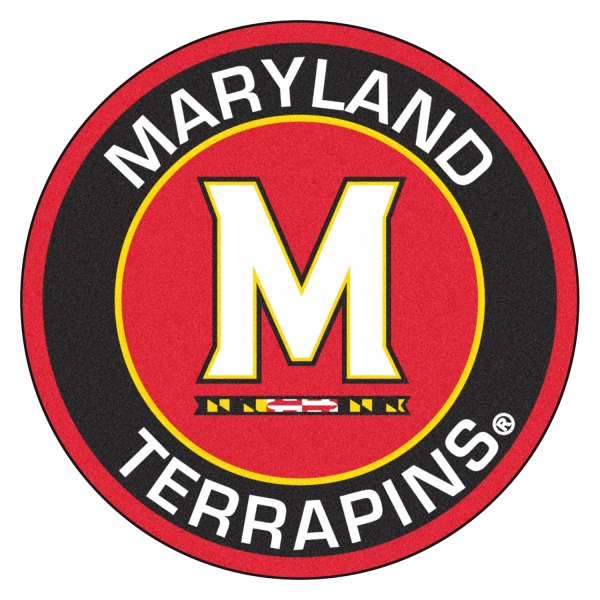 FanMats® - University of Maryland 27" Dia Nylon Face Floor Mat with "M & Flag Strip" Logo