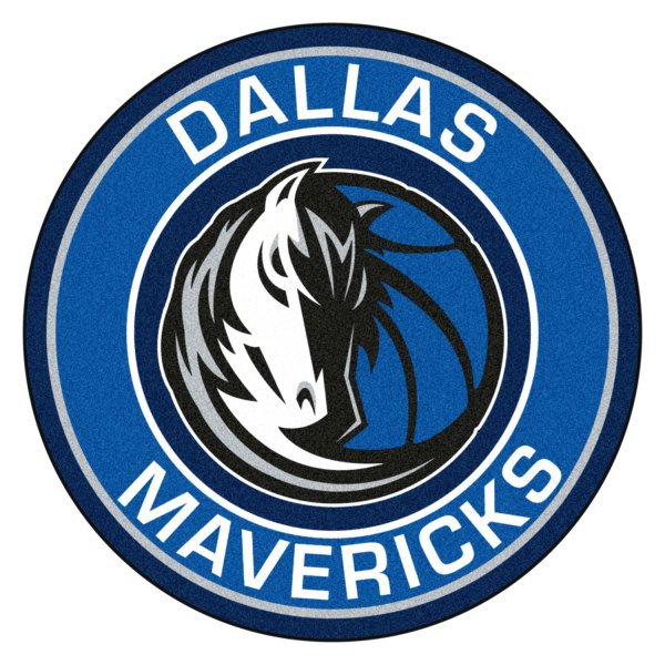 FanMats® - Dallas Mavericks 27" Dia Nylon Face Floor Mat with "Maverick & Basketball" Logo