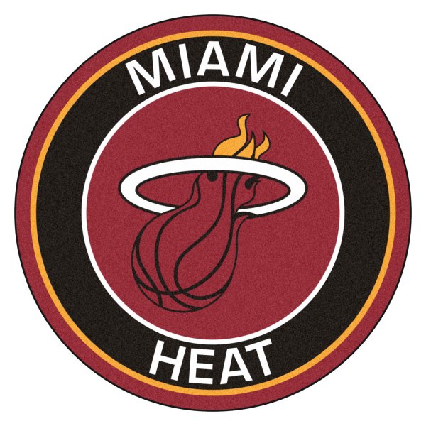 FanMats® - Miami Heat 27" Dia Nylon Face Floor Mat with "Flaming Basketball" Logo