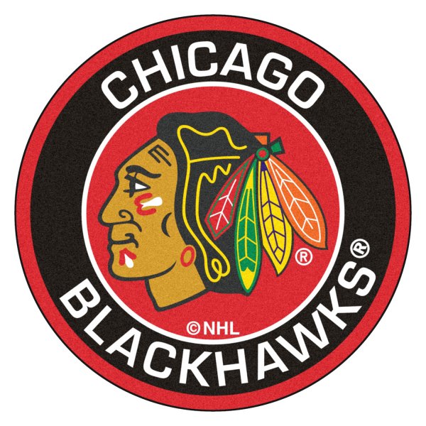 FanMats® - Chicago Blackhawks 27" Dia Nylon Face Floor Mat with "Native American" Logo