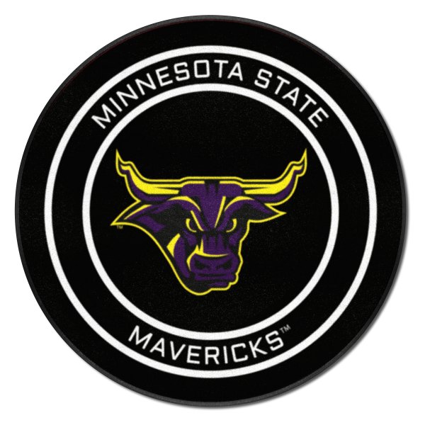 FanMats® - Minnesota State University (Mankato) 27" Dia Nylon Face Hockey Puck Floor Mat with "MSU & Maverick" Logo