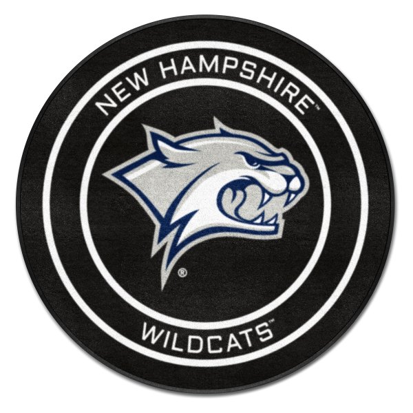 FanMats® - University of New Hampshire 27" Dia Nylon Face Hockey Puck Floor Mat with "Wildcat Head & UNH" Logo