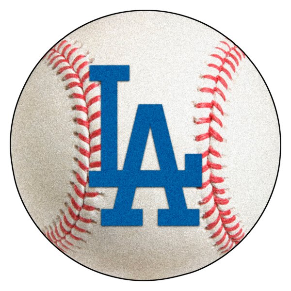 FanMats® - Los Angeles Dodgers 27" Dia Nylon Face Baseball Ball Floor Mat with "LA" Logo