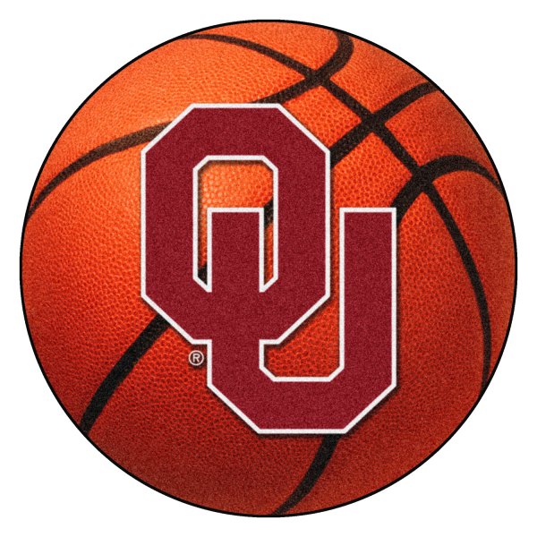 FanMats® - University of Oklahoma 27" Dia Nylon Face Basketball Ball Floor Mat with "OU" Logo