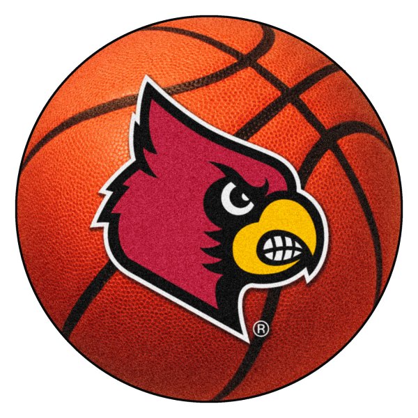 FanMats® - University of Louisville 27" Dia Nylon Face Basketball Ball Floor Mat with "Cardinal" Logo