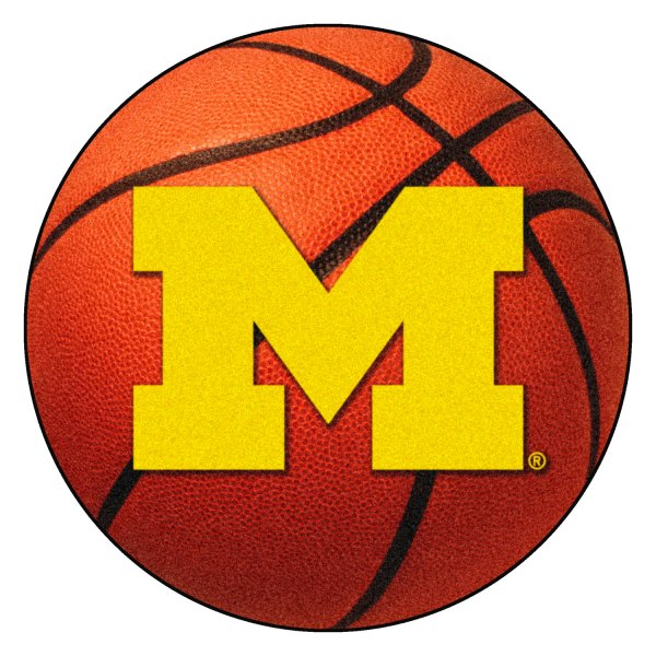 FanMats® - University of Michigan 27" Dia Nylon Face Basketball Ball Floor Mat with "Block M" Logo