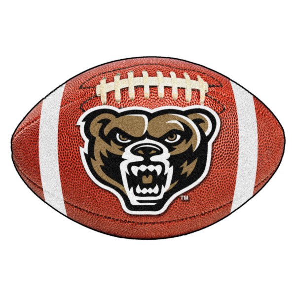 FanMats® - Oakland University 20.5" x 32.5" Nylon Face Football Ball Floor Mat with "Grizzly Bear" Logo