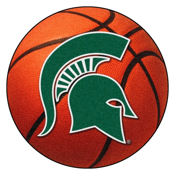 FanMats® - Michigan State University 27" Dia Nylon Face Basketball Ball Floor Mat with "Spartan Helmet" Logo
