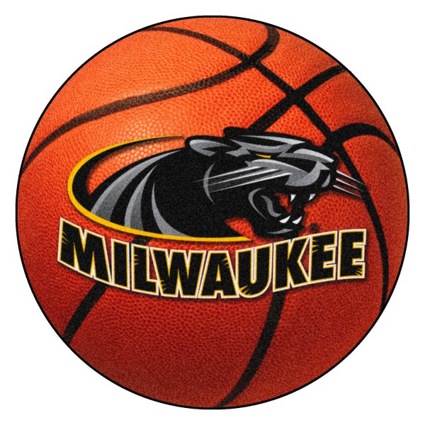 FanMats® - University of Wisconsin-Milwaukee 27" Dia Nylon Face Basketball Ball Floor Mat with "Panthern & Milwaukee" Logo