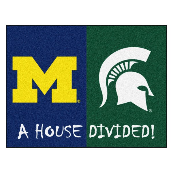 FanMats® - University of Michigan/Michigan State University 33.75" x 42.5" Nylon Face House Divided Floor Mat