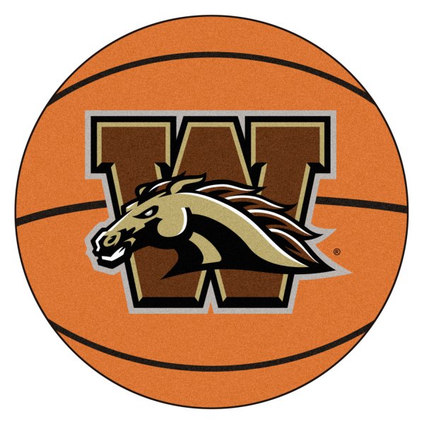 FanMats® - Western Michigan University 27" Dia Nylon Face Basketball Ball Floor Mat with "W & Bronco" Logo