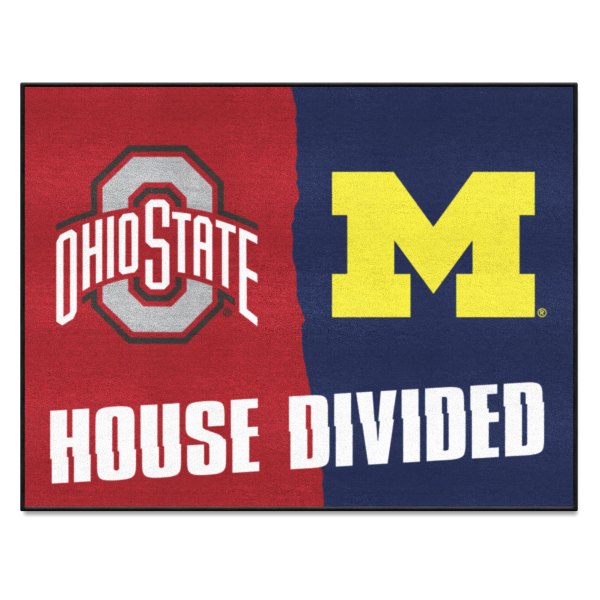 FanMats® - Ohio State University/University of Michigan 33.75" x 42.5" Nylon Face House Divided Floor Mat