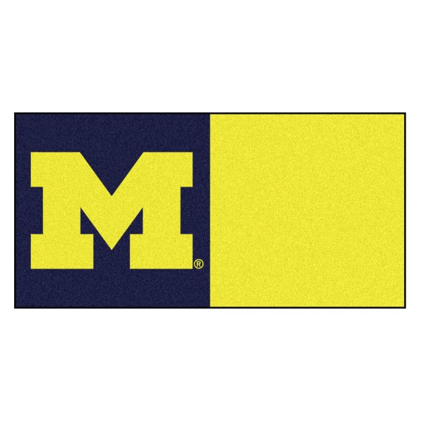 FanMats® - University of Michigan 18" x 18" Nylon Face Team Carpet Tiles with "Block M" Logo