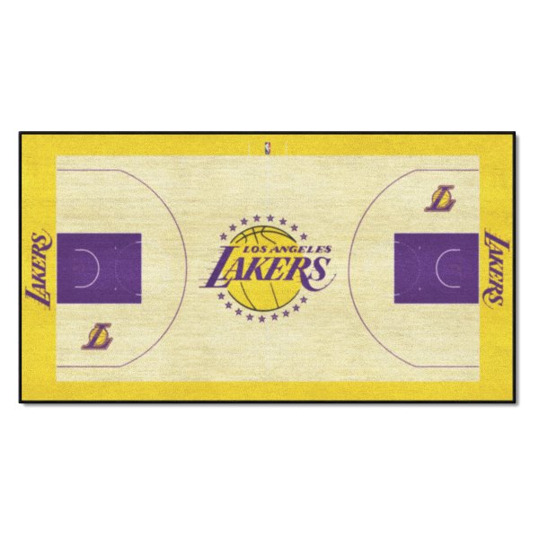 FanMats® - Los Angeles Lakers 29.5" x 54" Nylon Face Basketball Court Runner Mat with "L & Basketball" Logo