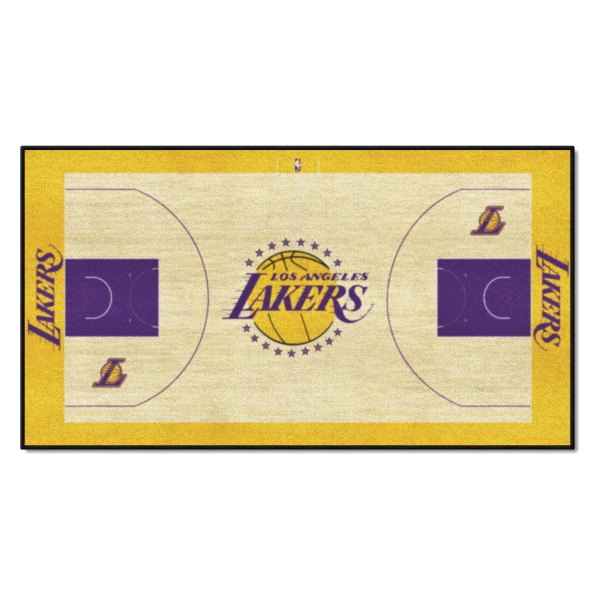 FanMats® - Los Angeles Lakers 24" x 44" Nylon Face Basketball Court Runner Mat with "L & Basketball" Logo