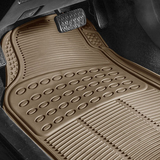 FH Group® - High Quality ClimaProof™ 1st & 2nd Row Beige Rubber Floor Mat Set