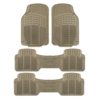 FH Group® - High Quality ClimaProof™ 1st, 2nd & 3rd Row Beige Rubber Floor Mat Set