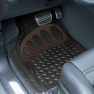 FH Group® - Trimmable ClimaProof™ Non-Slip 1st & 2nd Row Brown/Black Rubber Floor Mat Set with Footprint Design