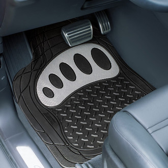 FH Group® - Trimmable ClimaProof™ Non-Slip 1st & 2nd Row White Rubber Floor Mat Set with Footprint Design
