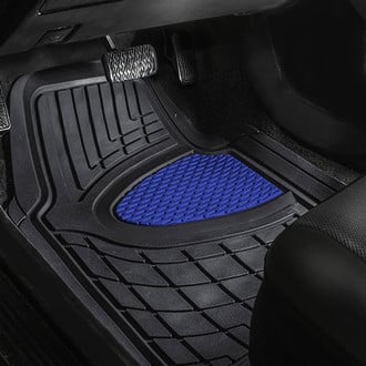 FH Group® - Premium 1st & 2nd Row Blue Rubber Floor Mat Set