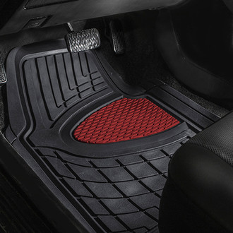 FH Group® - Premium 1st & 2nd Row Burgundy Rubber Floor Mat Set